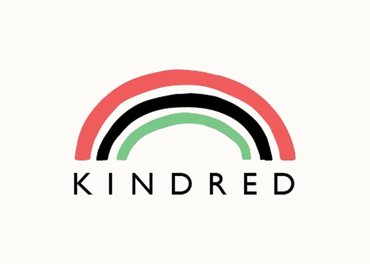 Kindred Collective logo: a red, black, and green rainbow above the word Kindred.